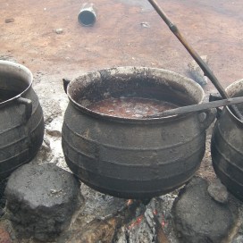 Shea nuts must be boiled as part of the process of extracting shea butter, which sells on the international market as well as the local market.
